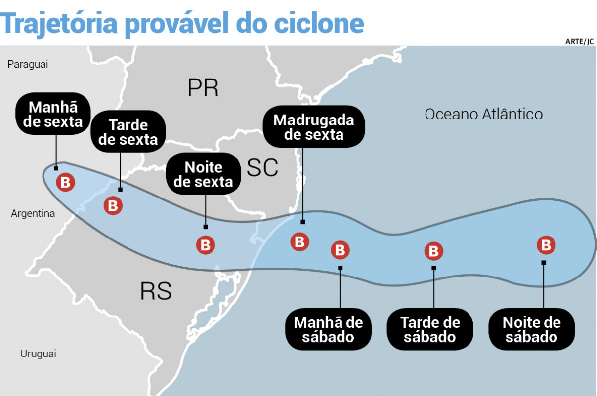 Ciclone deve trazer tempestades e ventos fortes ao Rio Grande do Sul