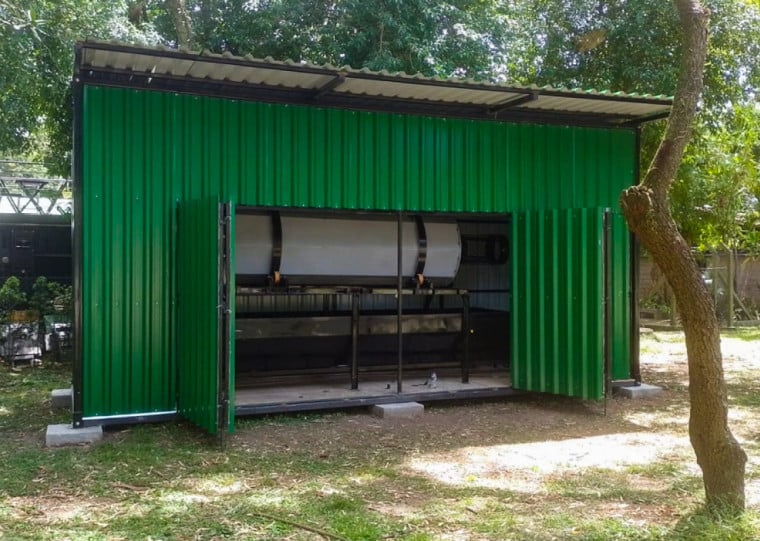 Composteira fica próxima ao lago do Parque da Redenção