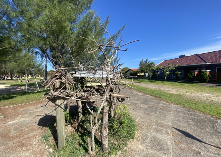 Casa para aves em Mariápolis foi feita com galhos