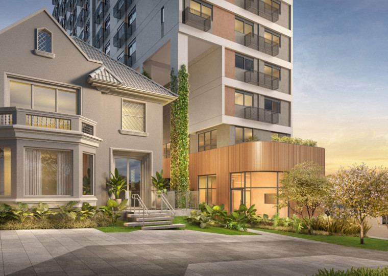 Maquete eletrônica mostra como será o empreendimento Félix Moinhos, que irá preservar casa de 1950 no bairro