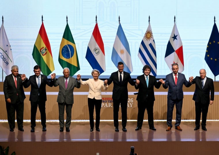 Em janeiro, líderes sul-americanos celebraram o acordo com a presidente da Comissão Europeia, Ursula von der Leyen
