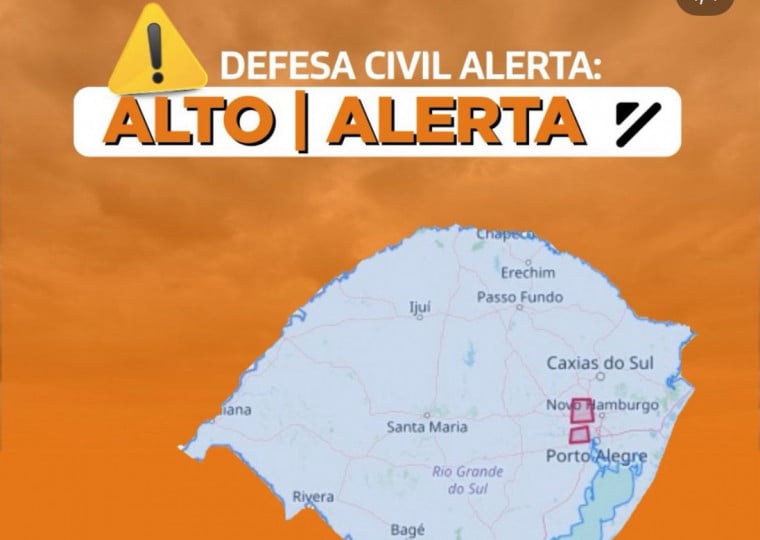 Defesa Civil estadual divulgou alerta no Instagram e orientou para cuidados em &aacute;reas de risco