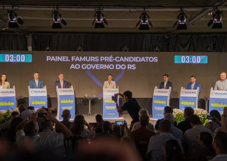 Debate com seis pr&eacute;-candidatos ao Pal&aacute;cio Piratini foi realizado na Assembleia de Ver&atilde;o da Famurs em Torres