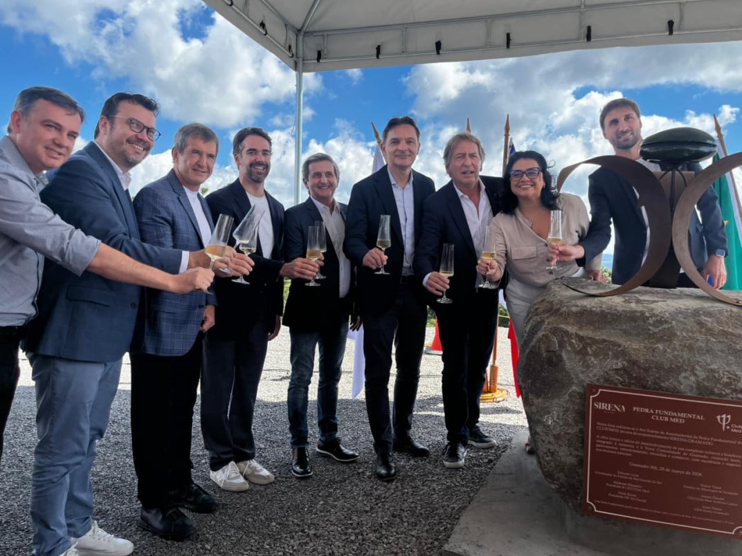 Evento simbólico de lançamento da pedra fundamental do Sirena Gramado reuniu autoridades como o governador gaúcho Eduardo Leite e empresários responsáveis pelo projeto | Ana Stobbe/Especial/JC