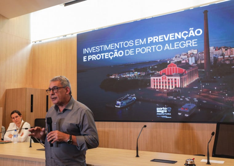 Prefeito Sebasti&atilde;o Melo detalha as obras e os investimentos no sistema de prote&ccedil;&atilde;o contra cheias em Porto Alegre 