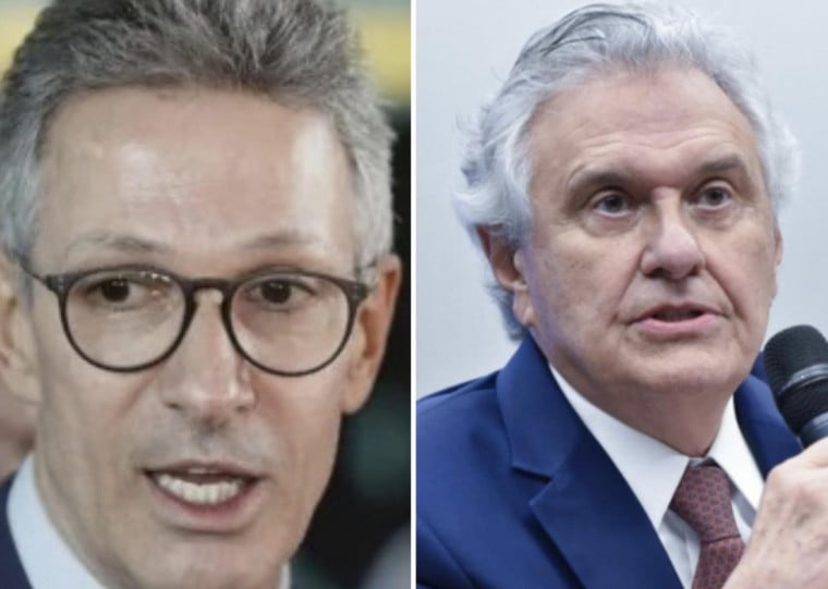 Michelle Bolsonaro (PL), Romeo Zema (Novo), Ronaldo Caiado (PSD) e Flávio Bolsonaro (PL)