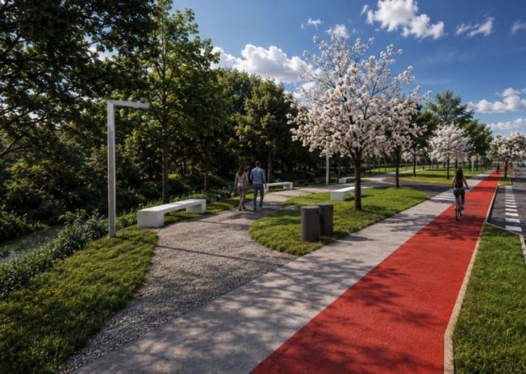  Parque Linear será implantado ao longo do Arroio Lambari e prevê a construção de passeios acessíveis, ciclofaixa, paisagismo, iluminação pública, áreas de convivência, mobiliário urbano e melhorias na infraestrutura viária