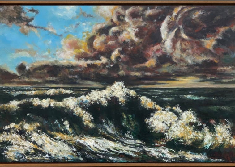André Severo recria em escala ampliada as pinturas de ondas de Courbet realizadas entre 1860 e 1870 
