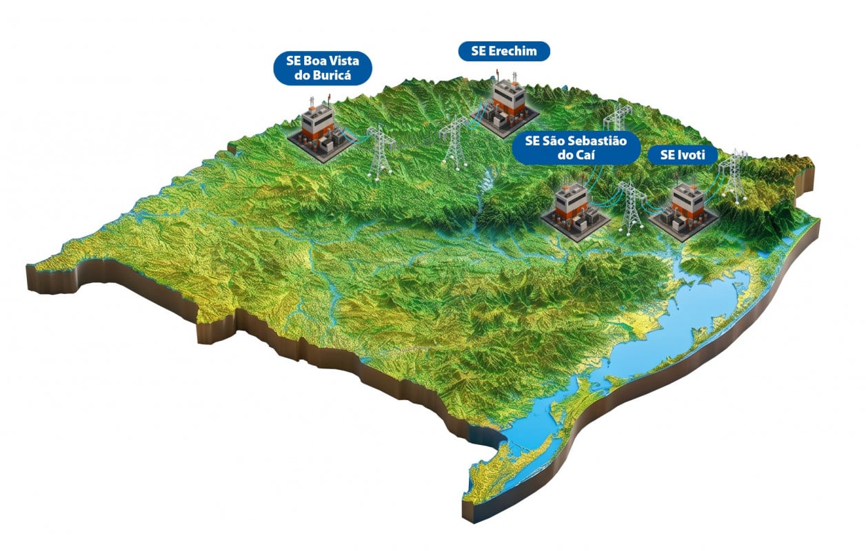 Mapa de subestações previstas pela CPFL no projeto Caminhos do Sul | CPFL Transmissão/Divulgação/JC