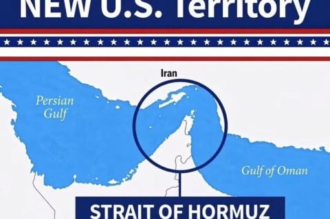 Trump publica imagem do Estreito de Ormuz como 'novo território dos Estados Unidos'