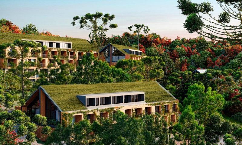 Projeto do Niv Wellness Residence, na Cascata do Caracol, em Canela