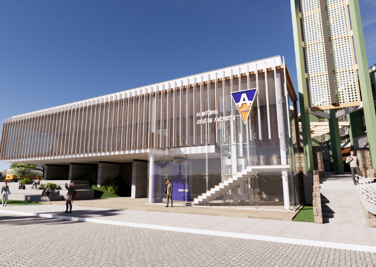 Projeção da área externa do novo Auditório do Colégio Anchieta.