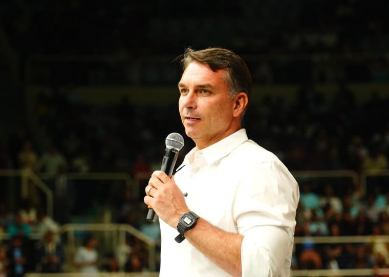 Candidato à presidência da República, senador Flávio Bolsonaro (PL), no Centenário da Assembleia de Deus
Foto: Charles Vieira