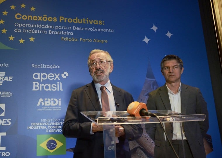 Ministro do Desenvolvimento, Márcio Elias Rosa, e presidente da Apex Brasil, Laudemir Müller, apresentaram dados nesta quinta-feira