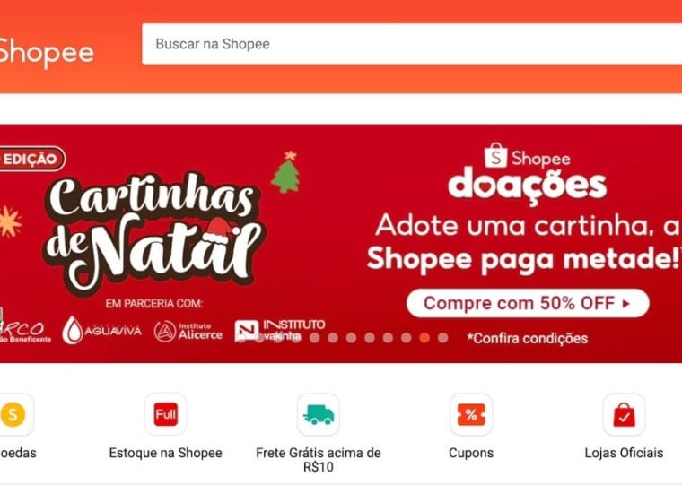 Minuto Varejo - site - Shopee - campanha Instituto Vakinha - presentes crianças Pão dos Pobres - 