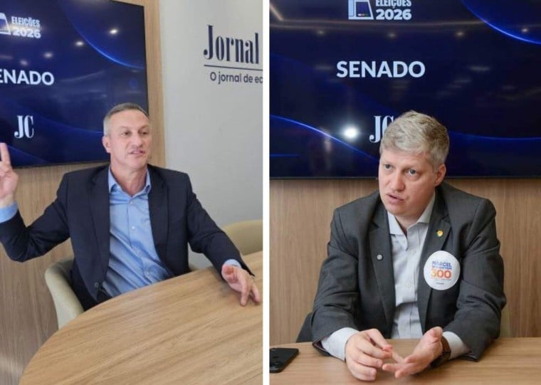 Os senadores eleitos pelo Rio Grande do Sul, Ubiratan Sanderson (E) e Marcel Van Hattem (D), prometeram atuar no Senado na oposição ao governo Lula a partir de 2027