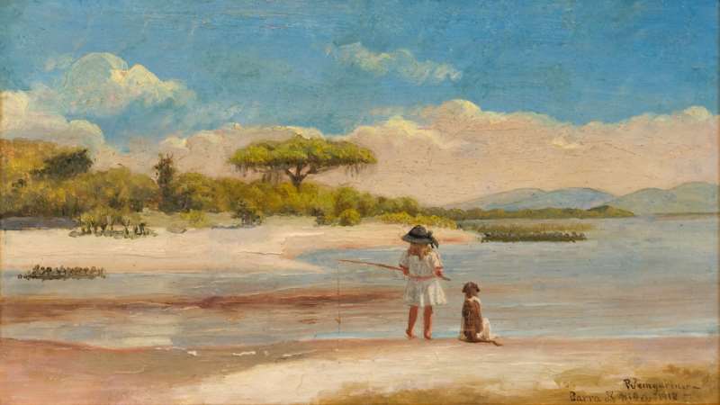 PEDRO WEINGÄRTNER, “BARRA DO RIBEIRO” - 1918 - ÓLEO SOBRE MADEIRA  -  ACERVO PINACOTECA ALDO LOCATELLI