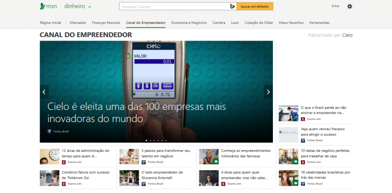 Site de empreendedorismo do MSN foi lan&ccedil;ado recentemente Foto: Reprodu&ccedil;&atilde;o/JC