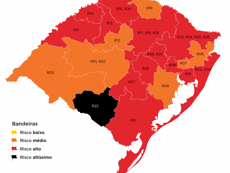 Bagé é a única com risco altíssimo devido a uma pressão e limites para atendimento hospitalar
