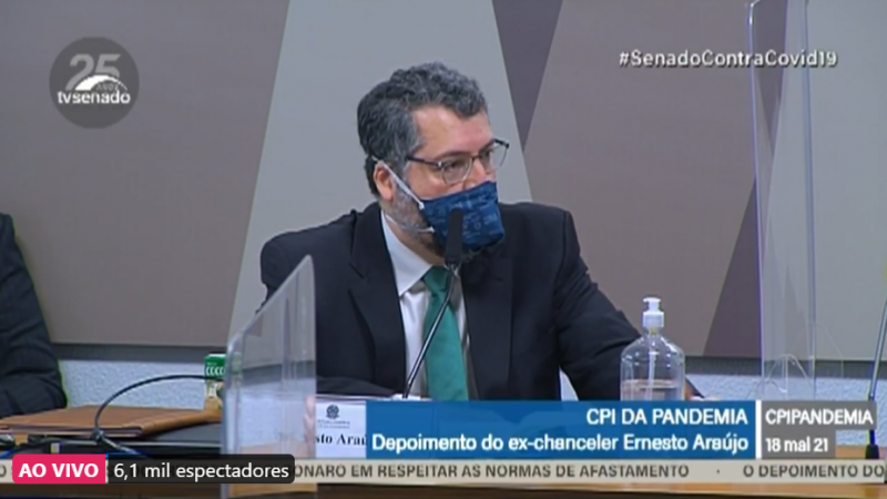 Ex-chanceler brasileiro dep�e na CPI da Covid
