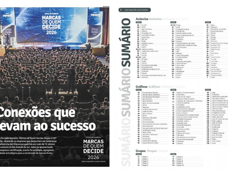 Conex&otilde;es que levam ao sucesso: confira o caderno completo do Marcas de Quem Decide 2026<br />Foto: ARTE/JC